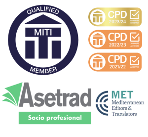 Logos du membre qualifié de l'ITI (MITI) et du DPC réalisé, logo du membre professionnel de l'Asetrad et logo de l’association MET